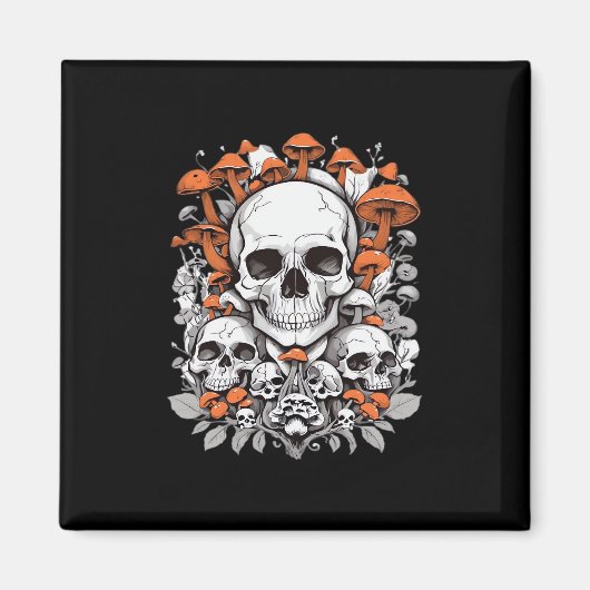 Aimant Whimsigoth Skuls & Champignons Ae botanique Vintag (Devant)