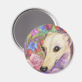 Aimant Whippet aux fleurs timides (Recto/Verso)