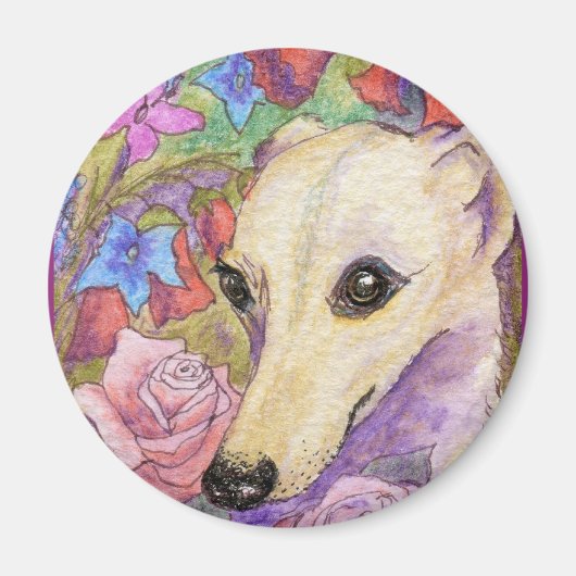 Aimant Whippet aux fleurs timides (Devant)