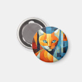Aimant Whiskers Abstraits : Chat orange (Recto/Verso)
