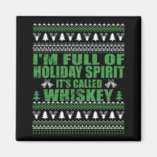 Aimant Whiskey est mon esprit drôle et moche pull de Noël