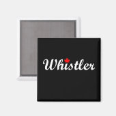 Aimant Whistler Canada Script Texte Maple Leaf Dark (Recto/Verso)