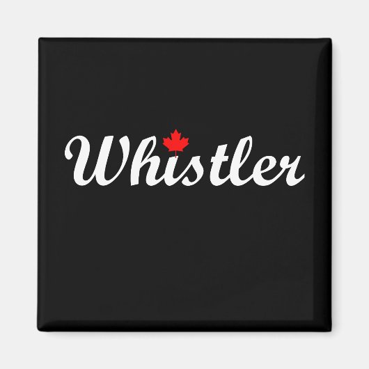 Aimant Whistler Canada Script Texte Maple Leaf Dark (Devant)