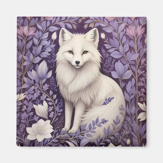 Aimant White Arctic Fox Lavender William Morris Fleurs (Devant)