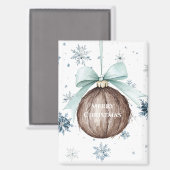 Aimant White Blue Snowflakes Christmas Coconut Bow (Recto/Verso)