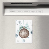 Aimant White Blue Snowflakes Christmas Coconut Bow (In Situ (Lave-vaisselle))