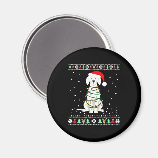 Aimant White Boxer Dog Ugly Christmas Sweater Funny Xmas (Recto/Verso)