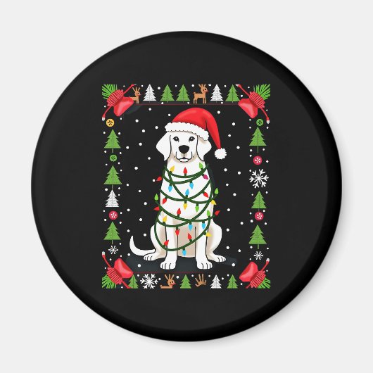 Aimant White Boxer Dog Ugly Christmas Sweater Funny Xmas  (Devant)