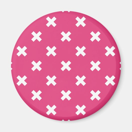 Aimant White cross stitches on fuchsia (Devant)