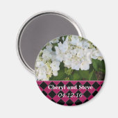 Aimant White Hydrangea Enregistrer la date (Recto/Verso)