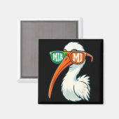 Aimant White Ibis With Sungles American Vintage Style  (Recto/Verso)