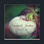 Aimant White Lady Slipper Orchid Personalized Wedding<br><div class="desc">Delicate spring time white lady slipper orchid flower photography by Susan wedding favor magnet. Fill in your information in the template. Make more changes to font size, style, and color by clicking on Customize. This design is available on many products in my gallery. Please visit Smilin' Eyes Treasures to see...</div>
