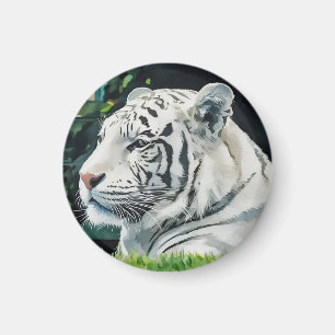 Aimant White Majesty - La faune du tigre au repos
