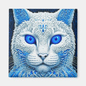 Aimant White Mystical Cat Ethereal AI Art (Devant)