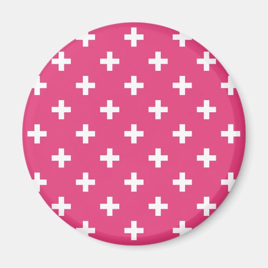 Aimant White polka crosses on fuchsia (Devant)