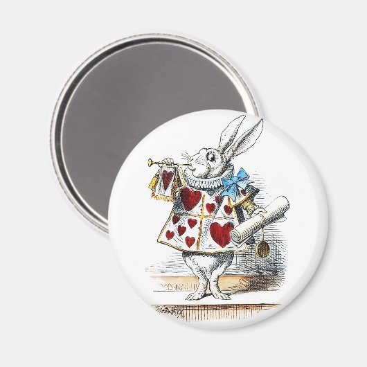 Aimant White Rabbit Alice Wonderland Hearts (Recto/Verso)
