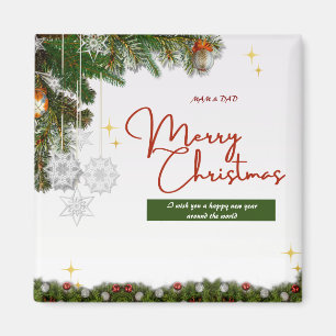 Aimant White Red and Green Organic Christmas