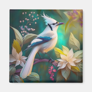Aimant White Tufé Turquoise Wing Jay Imaginaire Bird