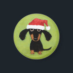Aimant Wiener Dog Santa | Funny Dachshund Christmas Xmas<br><div class="desc">Cute Dachshund Lover’s Christmas magnet. Funny black and tan wiener dog puppy wearing a Santa hat. Makes a fun stocking stuffer. Visit Jenn’s Doodle World for even more products featuring this adorable holiday weenie dog design.</div>