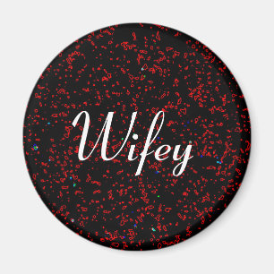 Aimant Wifey Art fractal moderne Black Red Cool élégant