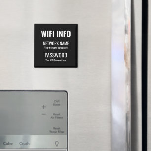 Aimant WiFi Détails Simple Blanc Typographique Noir