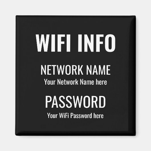 Aimant WiFi Détails Simple Blanc Typographique Noir (Devant)