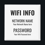 Aimant WiFi Details Simple Noir Typographique Blanc<br><div class="desc">Un moyen pratique de garder vos détails WiFi toujours à la main pour les visiteurs à votre maison,  avec ce Magnet pour votre réfrigérateur,  avec la typographie noire simpliste sur un arrière - plan blanc. Personnalisez facilement vos informations réseau et votre mot de passe.</div>