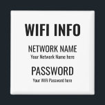 Aimant WiFi Details Simple Noir Typographique Blanc<br><div class="desc">Un moyen pratique de garder vos détails WiFi toujours à la main pour les visiteurs à votre maison,  avec ce Magnet pour votre réfrigérateur,  avec la typographie noire simpliste sur un arrière - plan blanc. Personnalisez facilement vos informations réseau et votre mot de passe.</div>