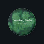 Aimant Wild Rose Flowers Personalized Wedding<br><div class="desc">Soft and dreamy wild white rambling rose flowers with a dark green overlay save the date wedding announcement or favor refrigerator magnet. Fill in your information in the template. Make more changes to text and font size, style, and color by clicking on Customize. This image is available on many products...</div>