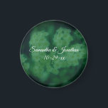 Aimant Wild Rose Flowers Personalized Wedding<br><div class="desc">Soft and dreamy wild white rambling rose flowers with a dark green overlay save the date wedding announcement or favor refrigerator magnet. Fill in your information in the template. Make more changes to text and font size, style, and color by clicking on Customize. This image is available on many products...</div>