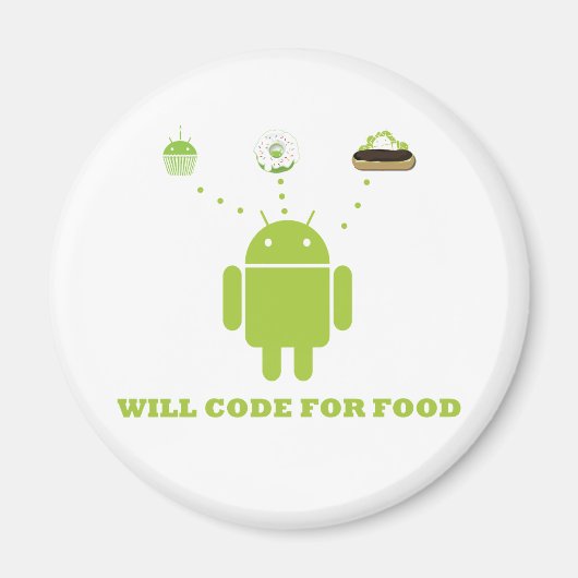 Aimant Will Code For Food (Développeur Logiciel Android) (Devant)