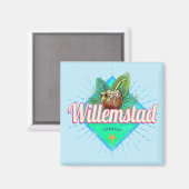 Aimant Willemstad Curacao Vacances Caraïbes Vintages (Recto/Verso)