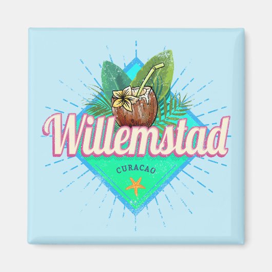 Aimant Willemstad Curacao Vacances Caraïbes Vintages (Devant)