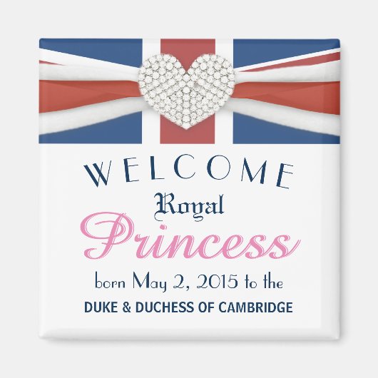 Aimant William & Kate - Cadeau commémoratif Royal Baby (Devant)