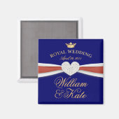 Aimant William & Kate - Mariage royal cadeau commémoratif (Recto/Verso)