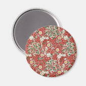 Aimant William Morris Algue Antique Fleur Rouge Vert (Recto/Verso)