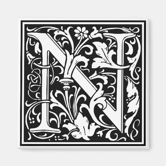 Aimant William Morris Alphabet "N" (Devant)