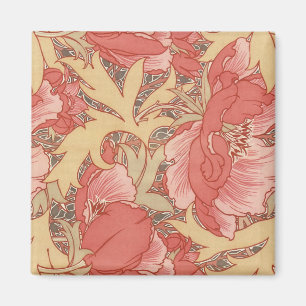 Aimant William Morris Poppies Floral Art Nouveau Motif