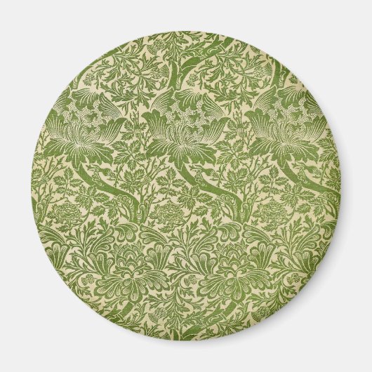 Aimant William Morris Rose & Chardon Floral Vert (Devant)