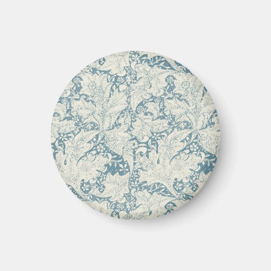 Aimant William Morris Wallflower bleu damas floral (Devant)