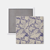 Aimant William Morris Wallflower bleu damas floral (Recto/Verso)