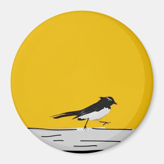 Aimant "Willy Wagtail" (jaune) (Devant)
