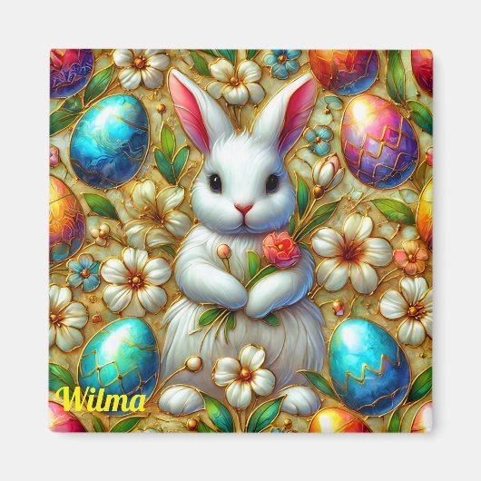Aimant WILMA ~ Lapin de Pâques et Oeufs ~ (Devant)