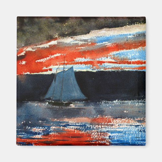 Aimant Winslow Homer Schooner au coucher du soleil (Devant)