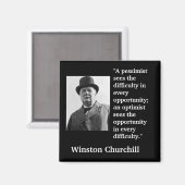 Aimant Winston Churchill Citation "Un pessimiste voit la. (Recto/Verso)