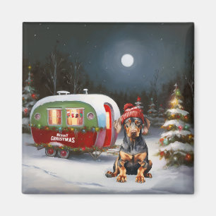 Aimant Winter Doberman Caravan Christmas Adventure