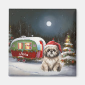 Aimant Winter Havanese Caravan Christmas Adventure (Devant)