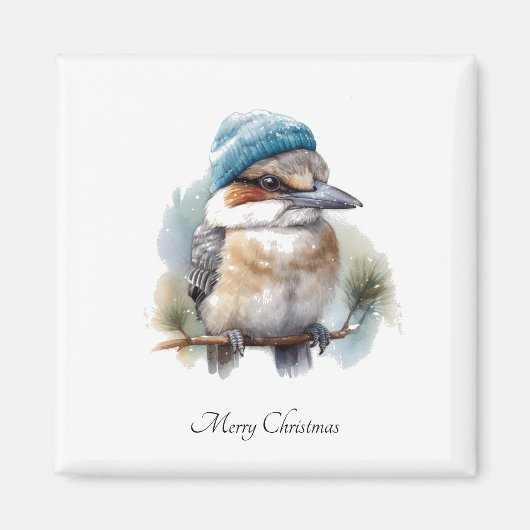 Aimant Winter Kookaburra Wishes, custom (Devant)