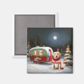 Aimant Winter Labrador Caravan Christmas Adventure (Recto/Verso)