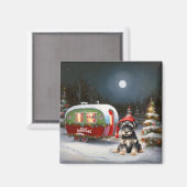 Aimant Winter Schnauzer Caravan Christmas Adventure (Recto/Verso)